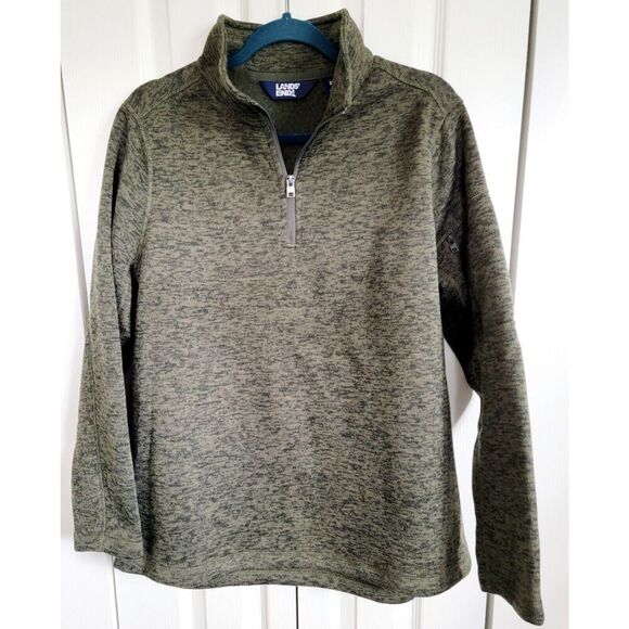 Lands End 18 Fleece Pullover‎ Sweatshirt  Women’s Size XL Brown Speckle Part Zip - Picture 1 of 9